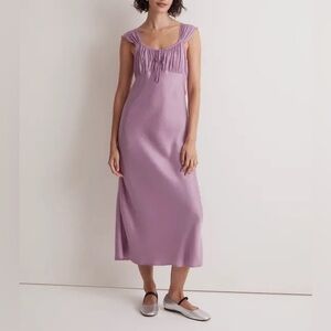 NWT MADEWELL Lilac Natural Satin Sleeveless Midi Dress in Size 6
